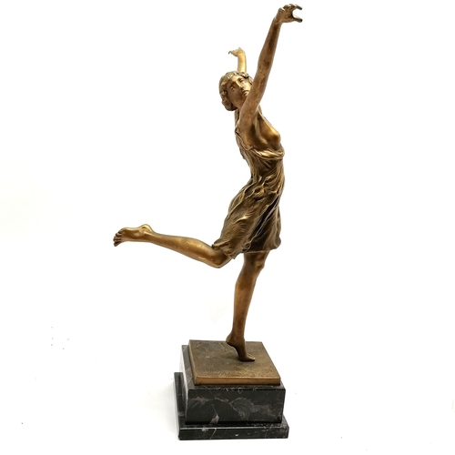 73 - Otto Hoffmann (1885-1915) original bronze cast figure of a classical female dancing on a squared mar... 
