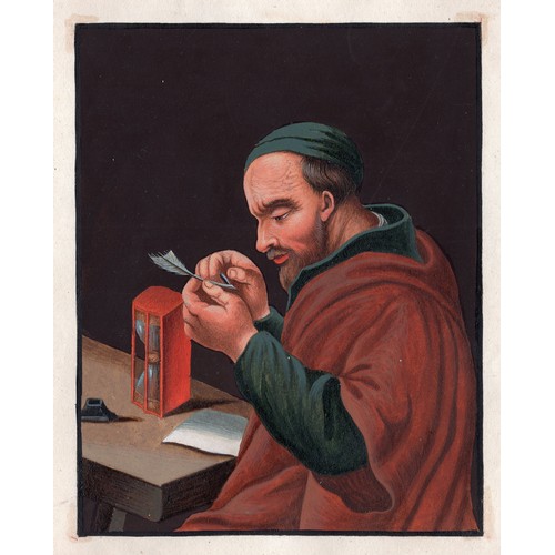 77 - Pair of antique Continental painted studies of allegorical figures - mount 16cm x 13.5cm