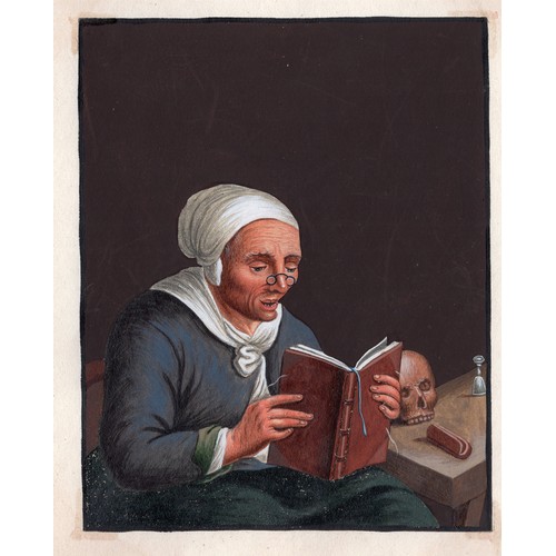 77 - Pair of antique Continental painted studies of allegorical figures - mount 16cm x 13.5cm