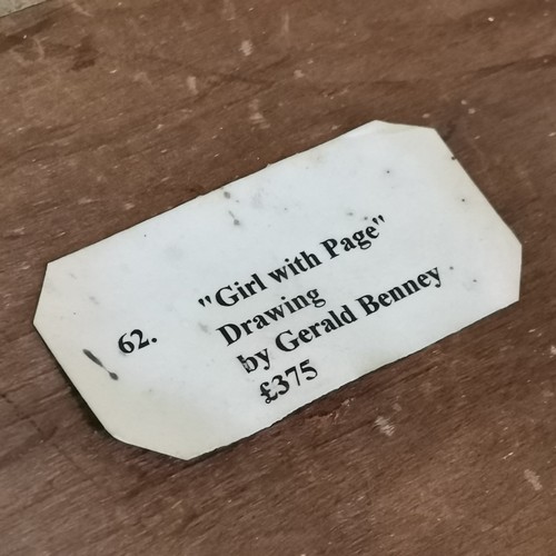 81 - Gerald Benney (1930-2008) nude pastel drawing dated 1998 'Girl with page' - frame 67.5cm x 46cm