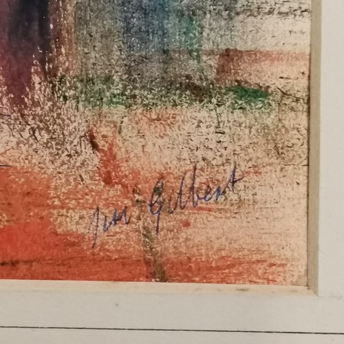 87 - Jim Gilbert (1933-95) mixed media painting in cubist style - mount 38cm x 32.5cm