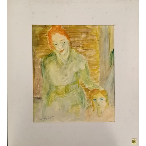 89 - Jim Gilbert (1933-95) watercolour painting 'Out for a walk' - mount 37.5cm x 34cm