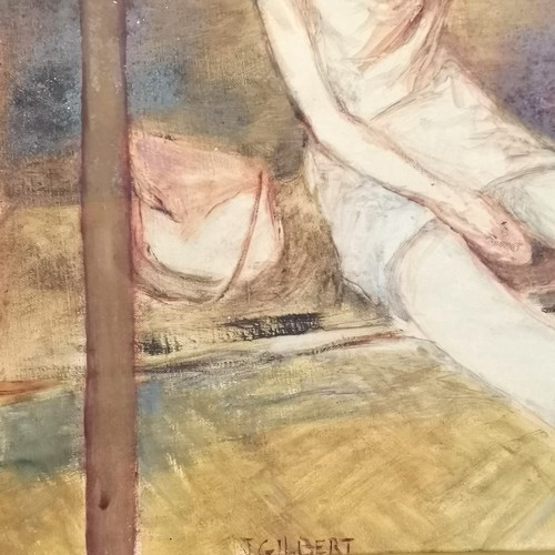 95 - Jim Gilbert (1933-95) oil painting on canvas 'Sheila drunk' with annotation to the reverse - 53cm x ... 