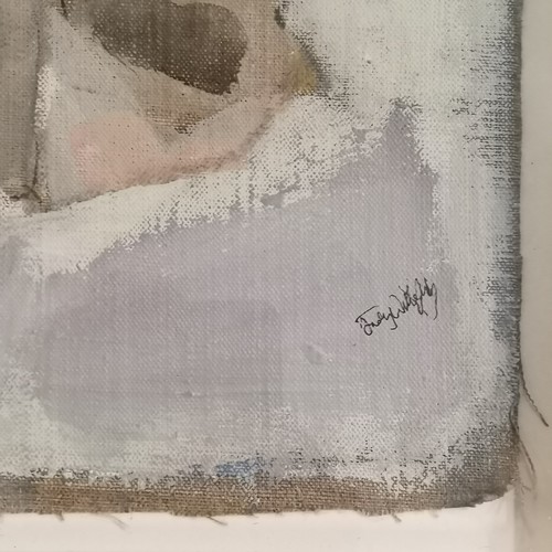 96 - Judy Willoughby (b.1949) original signed artwork on canvas in a deep frame 54.5cm x 58cm x 3.3cm