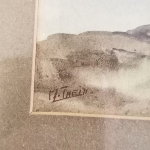 97 - M Thein signed watercolour study of Burmese temple scene - frame 30cm x 38.5cm