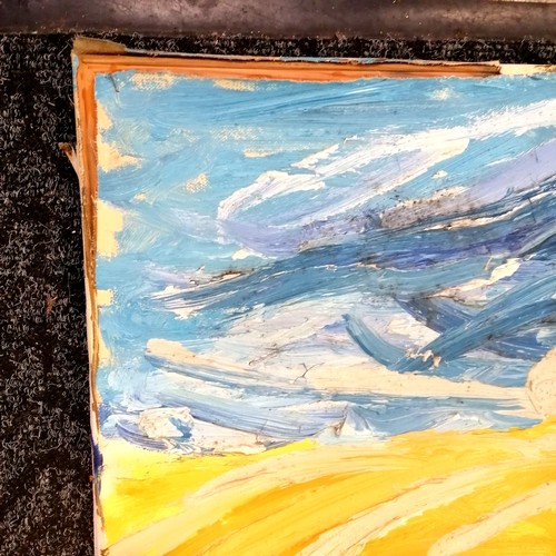 99 - Large signed abstract oil painting on canvas of flowers in a field - 120cm x 80cm ~ canvas a/f to to... 