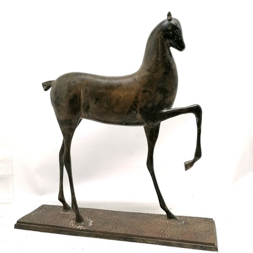 104 - Contemporary bronze sculpture of an Etruscan horse - 49cm across x 50cm high x 12.5cm