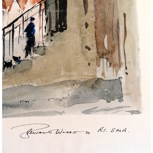 110 - Edward Wesson (1910-83) original watercolour painting of 'Suffolk pink in Lavenham' - frame 30cm x 4... 