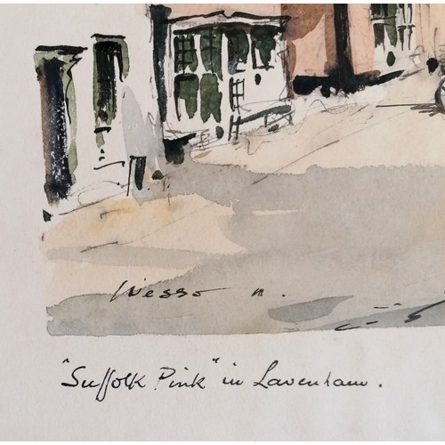 110 - Edward Wesson (1910-83) original watercolour painting of 'Suffolk pink in Lavenham' - frame 30cm x 4... 