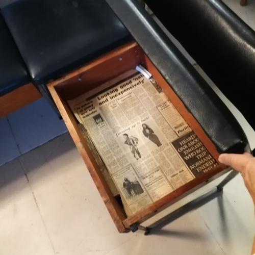 187 - Mid century corner banquette dining set comprising corner seat with 2 lift up compartments and 4 din... 