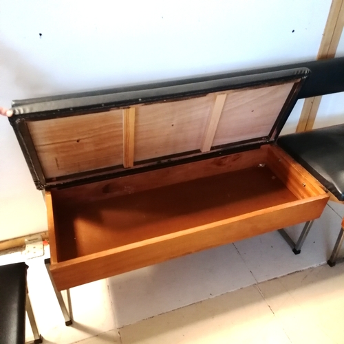 187 - Mid century corner banquette dining set comprising corner seat with 2 lift up compartments and 4 din... 