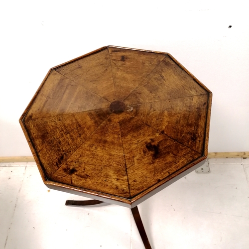 193 - Antique hexagonal tripod table - 45cm diameter x 83cm high