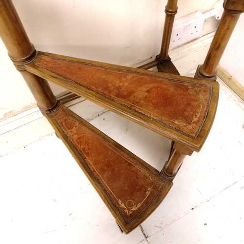 196 - Mahogany library steps with red tooled leather treads - steps 89cm high