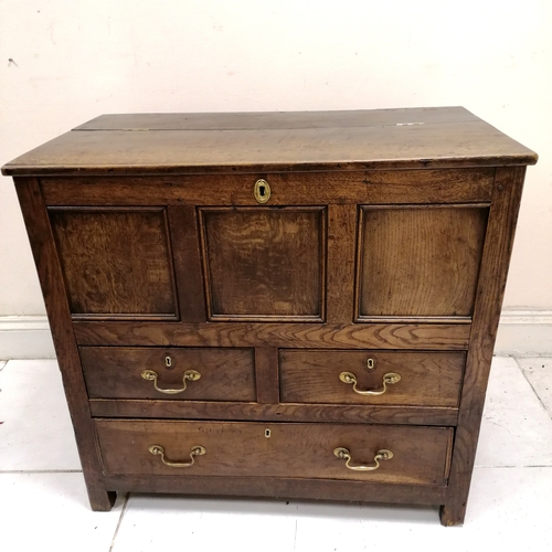 203 - Antique dark oak mule chest - 98cm x 56cm x 93cm