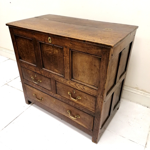 203 - Antique dark oak mule chest - 98cm x 56cm x 93cm