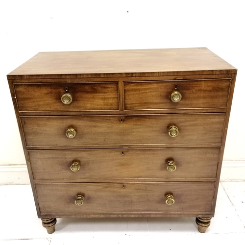 204 - Antique 2 over 3 drawer chest of drawers - 107cm x 53cm x 105cm