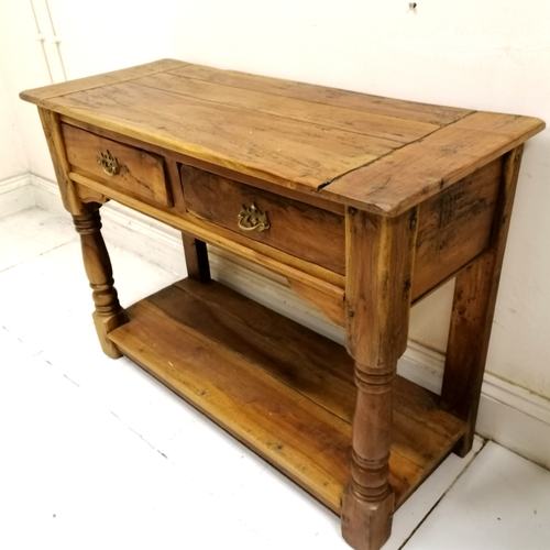 205 - Pine 2 drawer open sideboard - 110cm x 46cm x 79cm