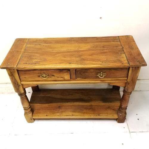 205 - Pine 2 drawer open sideboard - 110cm x 46cm x 79cm