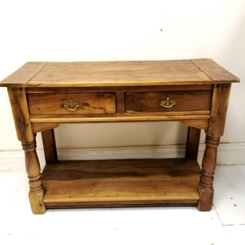 205 - Pine 2 drawer open sideboard - 110cm x 46cm x 79cm