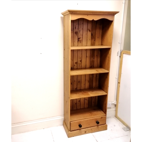 217 - Pine tall shelf unit with drawer to base - 64cm x 29cm x 182cm