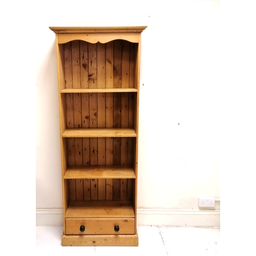 217 - Pine tall shelf unit with drawer to base - 64cm x 29cm x 182cm