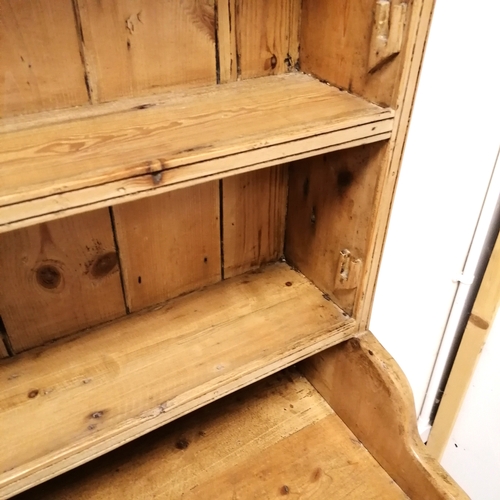 218 - Pine dresser with 2 door cupboard and drawer base constructed in one piece - 148cm x 46cm x 204cm