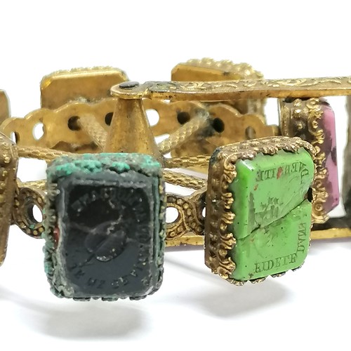 219 - Antique regency period French multi-seal (7) spinner with mother of pearl handle - 9.3cm drop and so... 