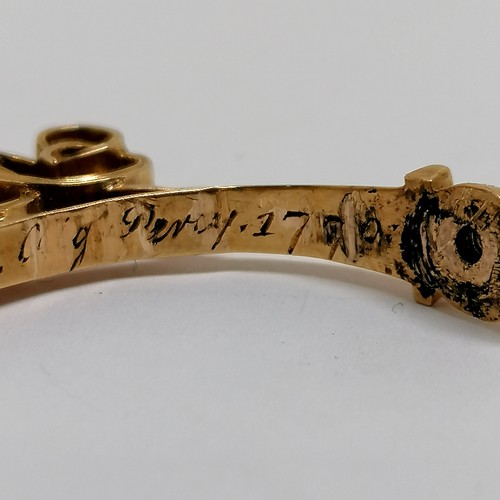 220 - Antique 18th century gold cased fancy large swivel fob seal with openwork to the suspender in the fo... 