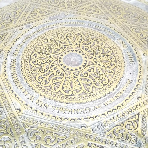 222 - Antique circular Islamic style tray presented in 1860 by General Sir William John Codrington GCB (18... 