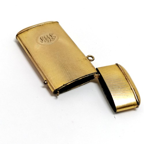 228 - Antique gilt metal vesta case with sunburst design to front - 6.5cm x 2.8cm ~ some wear to gilt fini... 