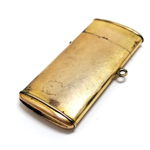 228 - Antique gilt metal vesta case with sunburst design to front - 6.5cm x 2.8cm ~ some wear to gilt fini... 