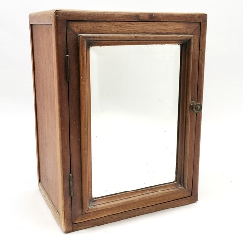 238 - Hardwood medicine / bathroom cabinet with bevelled mirror door - 32cm x 24cm x 18cm total depth