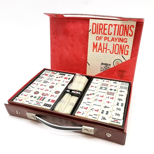 239 - Vintage Dragon mah-jong set with bamboo backing in original carry case - 29cm x 19cm