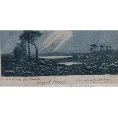 182 - Claude H Rowbotham Signed Coloured Engraving 