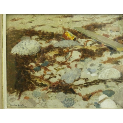 189 - Alethea Garstin Oil on Board, Still Life of Pebbles and Seaweed on shore, signed in painted frame, 1... 