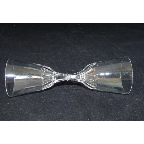 7 - A Georgian Double Ended Wine Glass having chamfer decoration, 17cm high