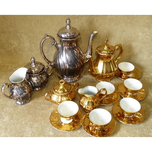 101 - A Bavarian Bareuther Coffee Service on gilt ground comprising coffee pot, 2-handled lidded sugar bow... 