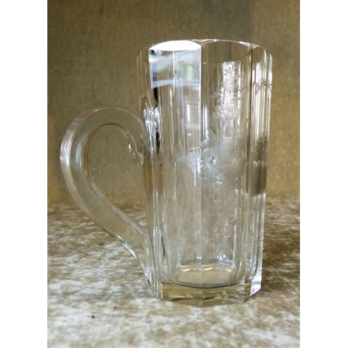 152 - A 19th Century Continental Half Pint Tankard having engraved, building and scroll decoration 