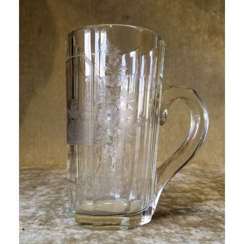 152 - A 19th Century Continental Half Pint Tankard having engraved, building and scroll decoration 