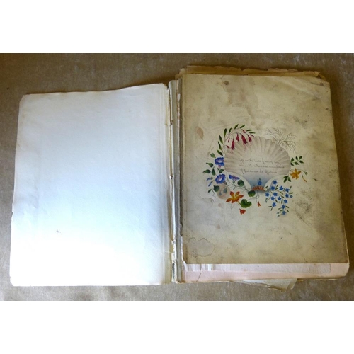 225 - A 19th/20th Century Album of Watercolours, Pencil Sketches and Prints by C Green Hill, Sophia etc  