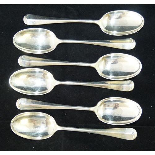 315 - A Set of 6 Sheffield Silver Rat Tail Table Spoons, makers mark HA, 11oz  