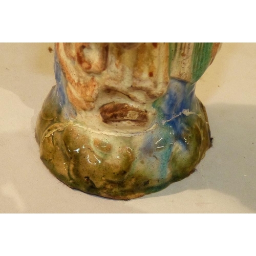 37 - A Pair Chinese Glazed Earthenware Figures of gentleman and lady in colourful clothes, 25.5cm high (g... 