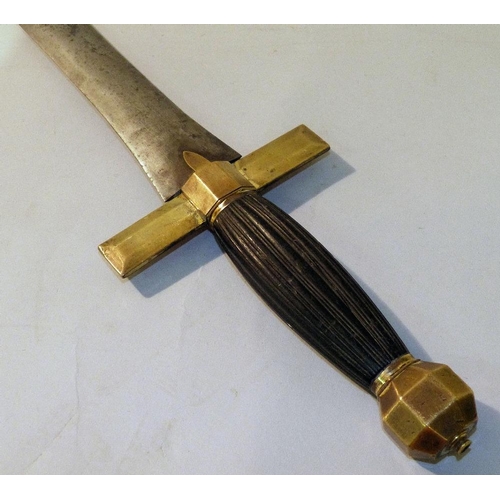 603 - A 19th Century French Short Sword having ebony and brass handle, 69cm long  