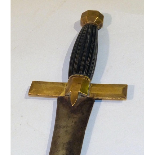 603 - A 19th Century French Short Sword having ebony and brass handle, 69cm long  