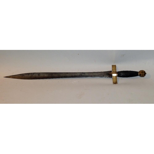 603 - A 19th Century French Short Sword having ebony and brass handle, 69cm long  