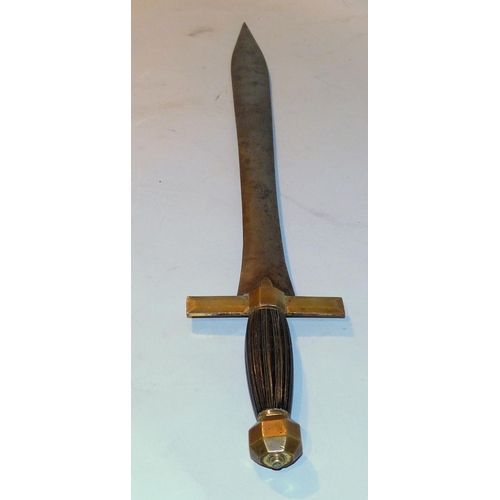 603 - A 19th Century French Short Sword having ebony and brass handle, 69cm long  