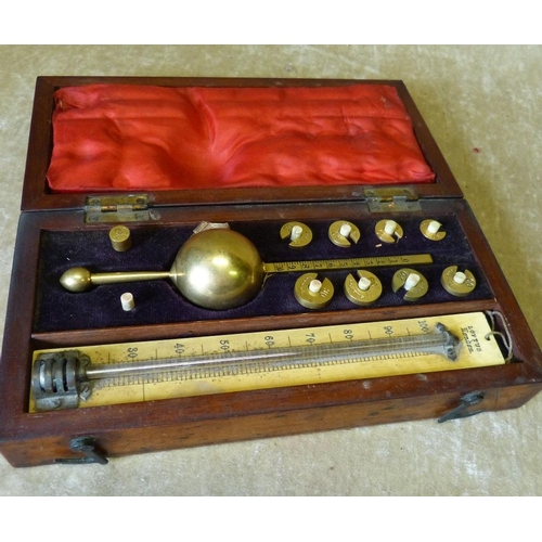 615 - A Sykes's Hydrometer in mahogany fitted case, 20.5cm wide  