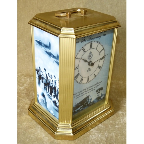 631 - A Battle of Britain 60th Anniversary Gilt Metal RAF Timepiece, 20cm high  