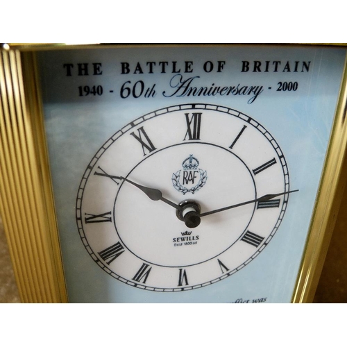 631 - A Battle of Britain 60th Anniversary Gilt Metal RAF Timepiece, 20cm high  