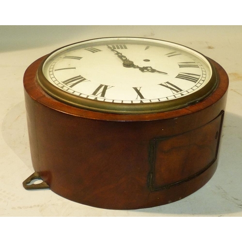 637 - A 19th Century Mahogany Small Round Fusee Wall Clock, labelled Camerer, Cuss & Co, having white enam... 